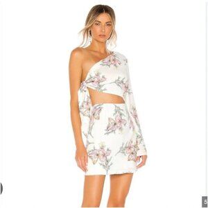 Superdown Essie Dress Womens Small White Floral One Shoulder Mini Party Cocktail